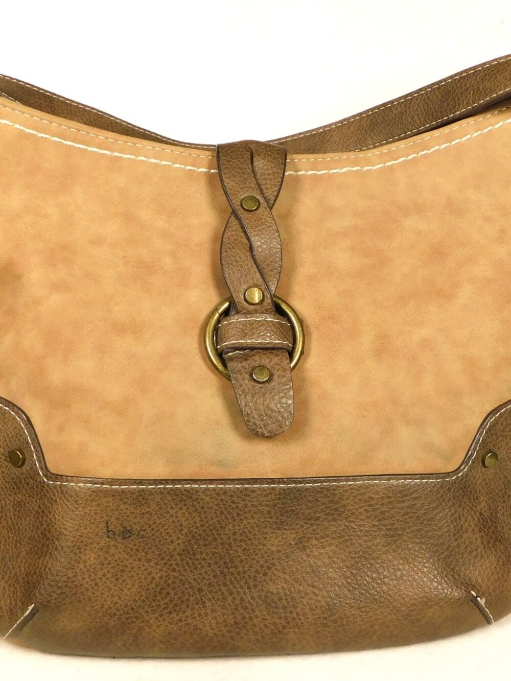 BOC Born Concept Crossbody HOBO Purse/Handbag 2 Tone Brown/Tan Adjustable Strap